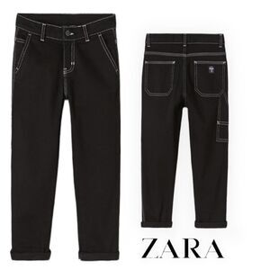 ZARA Kids | Black | WORKER JEANS WITH TOPSTITCHING